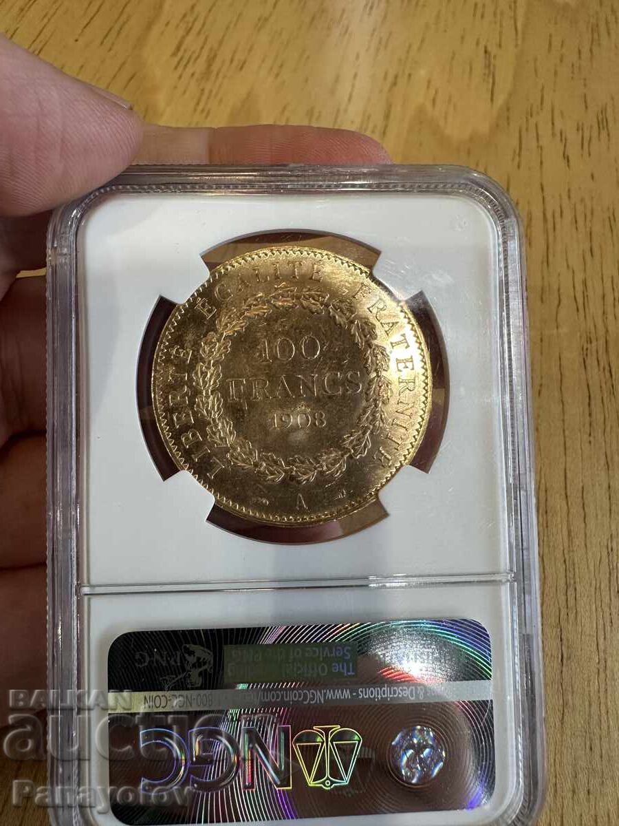 FRANCE GENIUS GENIUS 100 GOLD NGC MS 60 PCGS FRANC - 6