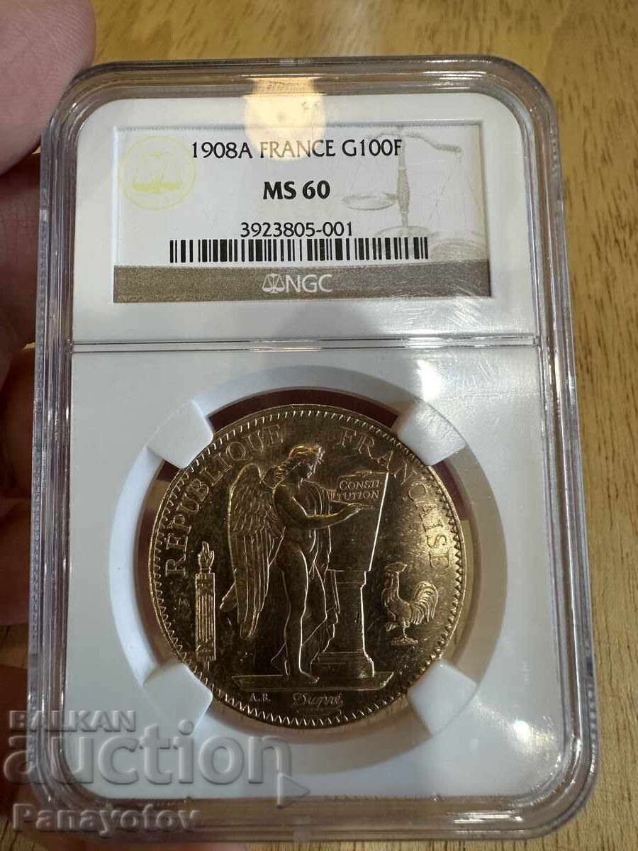 FRANȚA GENIUS GENIUS 100 AUR NGC MS 60 PCGS FRANCA - 7