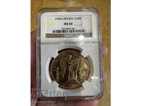 FRANCE GENIUS GENIUS 100 GOLD NGC MS 60 PCGS FRANC