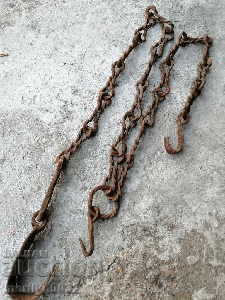 Delivery of Old forged chain with hook, hearth for hearth chain hook Delivery of Old forged chain with hook, hearth for hearth chain hook