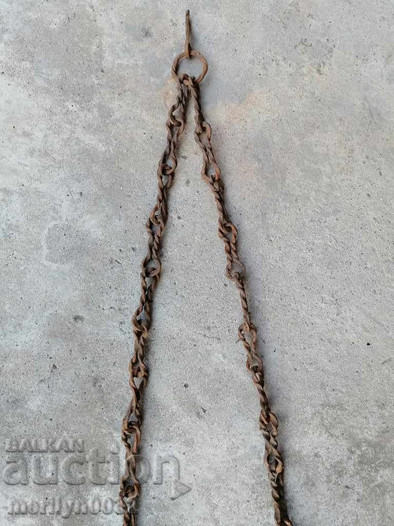 Old forged chain with hook, hearth for hearth chain hook - 7 Old forged chain with hook, hearth for hearth chain hook - 7