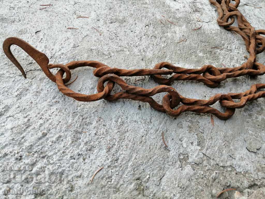 Old forged chain with hook, hearth for hearth chain hook with price 47.00 BGN | € 24.03