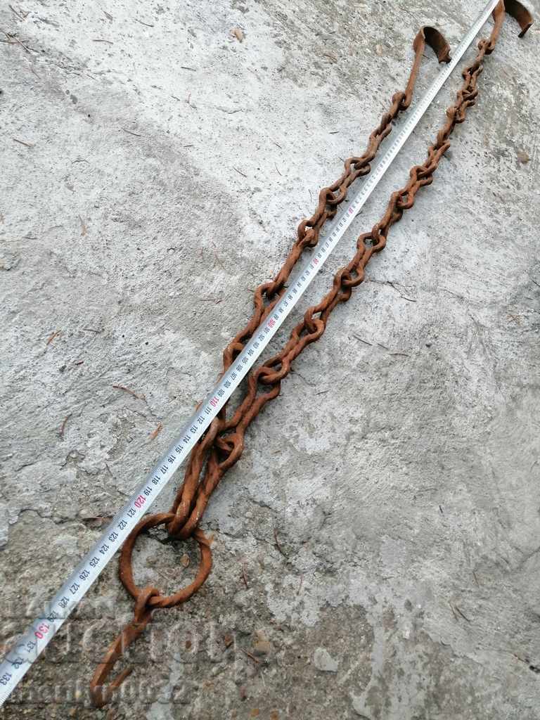 Delivery of Old forged chain with hook, hearth for hearth chain hook
