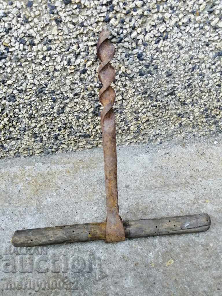 Auction Ancient crutch, burgundy, screwdriver, wrought iron Auction Ancient crutch, burgundy, screwdriver, wrought iron