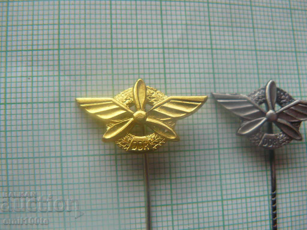 Badges Gold Silver Bronze completed course Aviation Club GDR with price 9.00 BGN | € 4.60