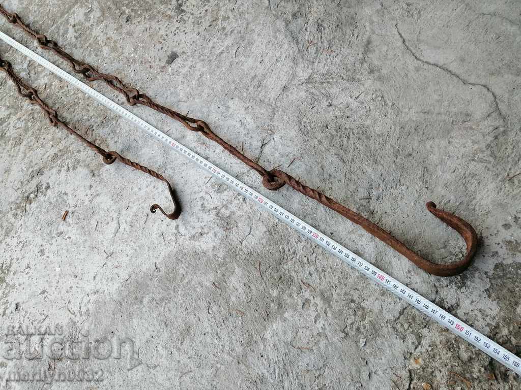 Delivery of Old forged chain with hook, hearth for hearth chain hook Delivery of Old forged chain with hook, hearth for hearth chain hook