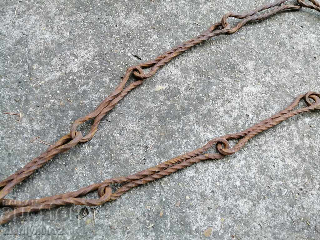Old forged chain with hook, hearth for hearth chain hook - 6 Old forged chain with hook, hearth for hearth chain hook - 6