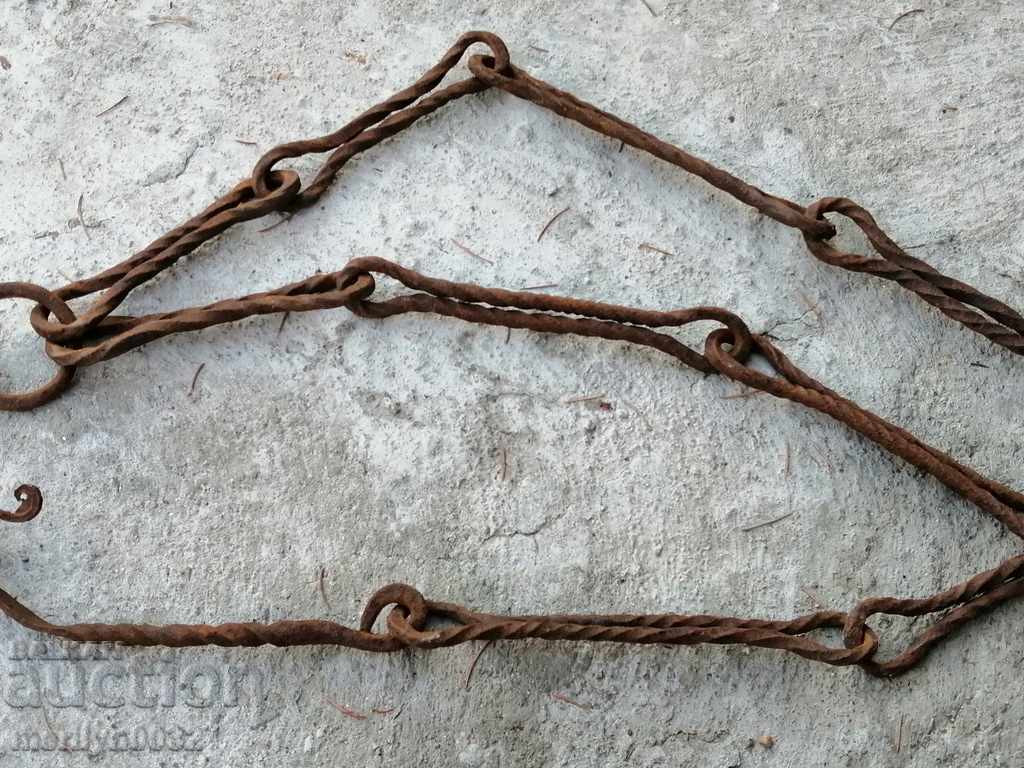 Old forged chain with hook, hearth for hearth chain hook - 7 Old forged chain with hook, hearth for hearth chain hook - 7