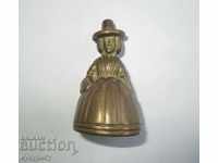 Старо звънче звънец за прислуга бронзова фигура