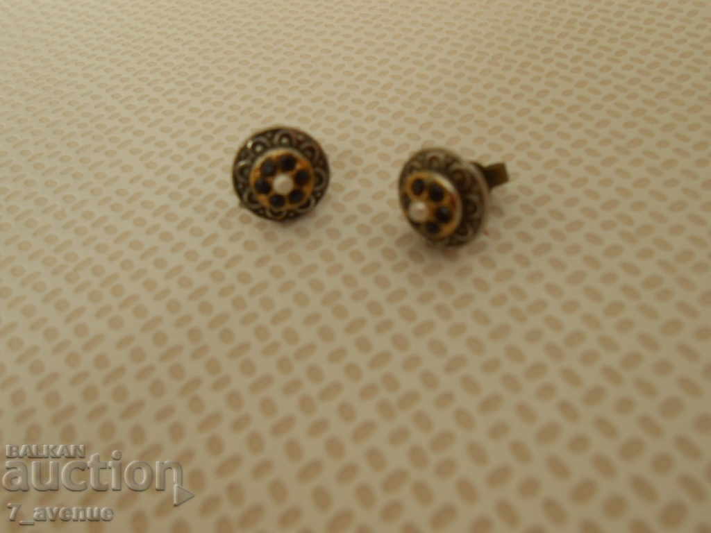 Παλιά σκουλαρίκια, ασημένιο γρανάτη μαργαριτάρι, διαμέτρου 10 mm. DjKv 9/12/2020