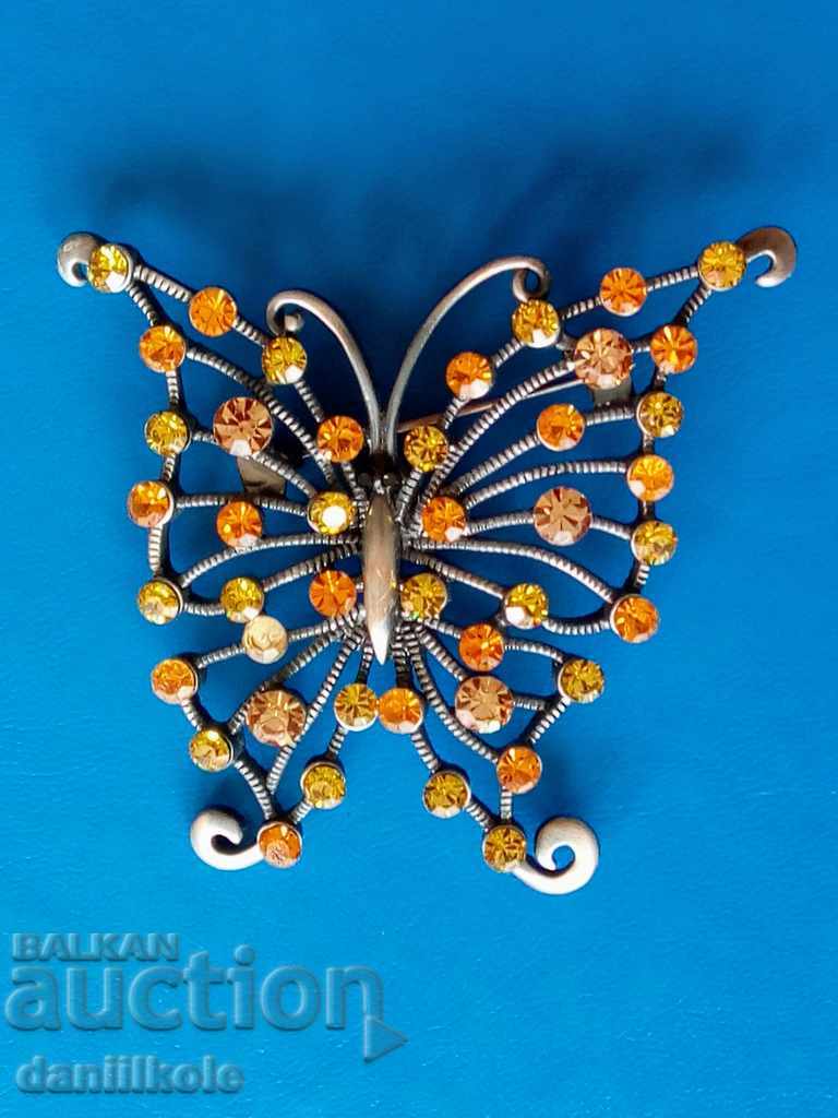 * $ * Y * $ * GREAT BROOCH - BUTTERFLY WITH STONES * $ * Y * $ *