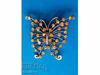 * $ * Y * $ * GREAT BROOCH - BUTTERFLY WITH STONES * $ * Y * $ *