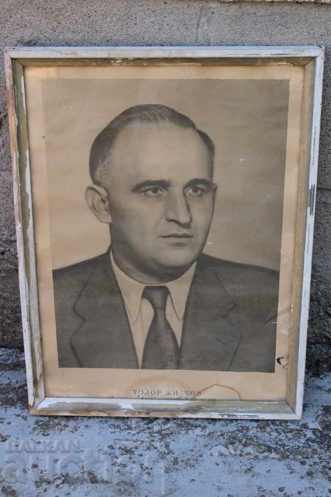 Portret portocaliu din anii '50 al cadrului din sticlă TODOR JIVKOV