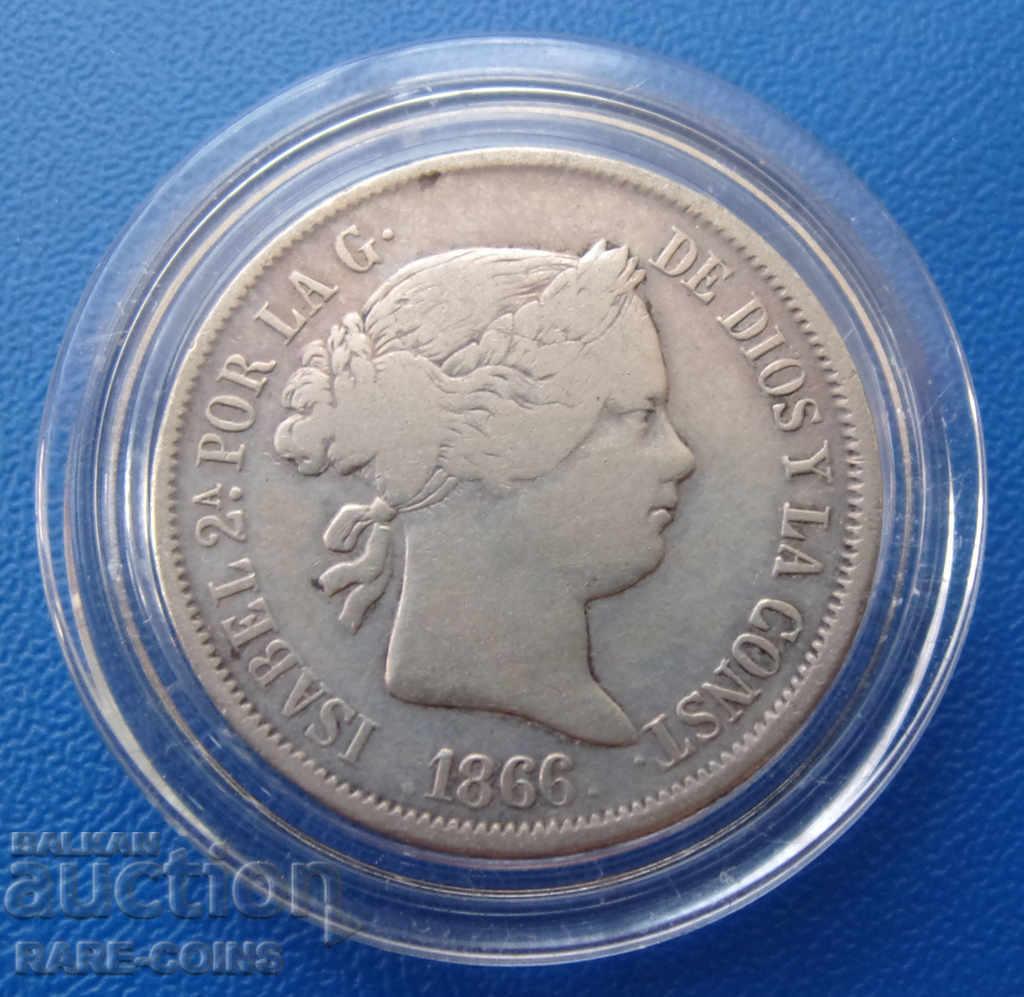 Ισπανία 40 Centavo 1866 Σπάνιο πρωτότυπο με τιμή € 33.23 | 64.99 BGN