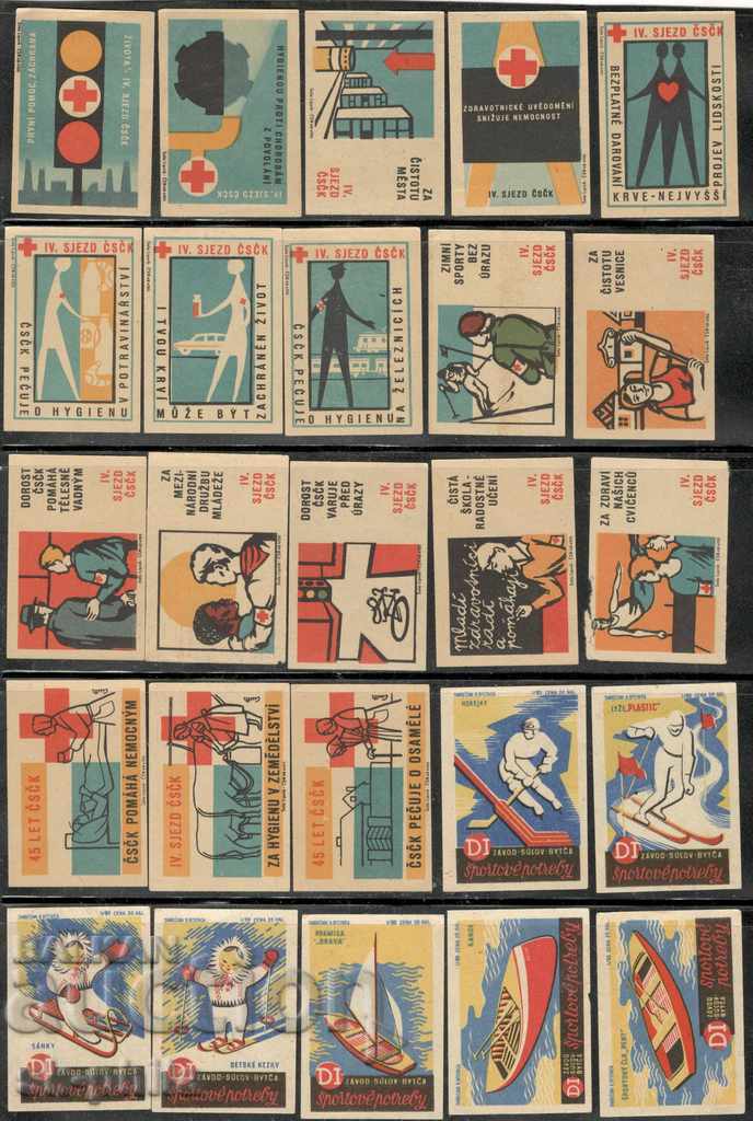 Match labels from Czechoslovakia 60-70 years - 25 pieces