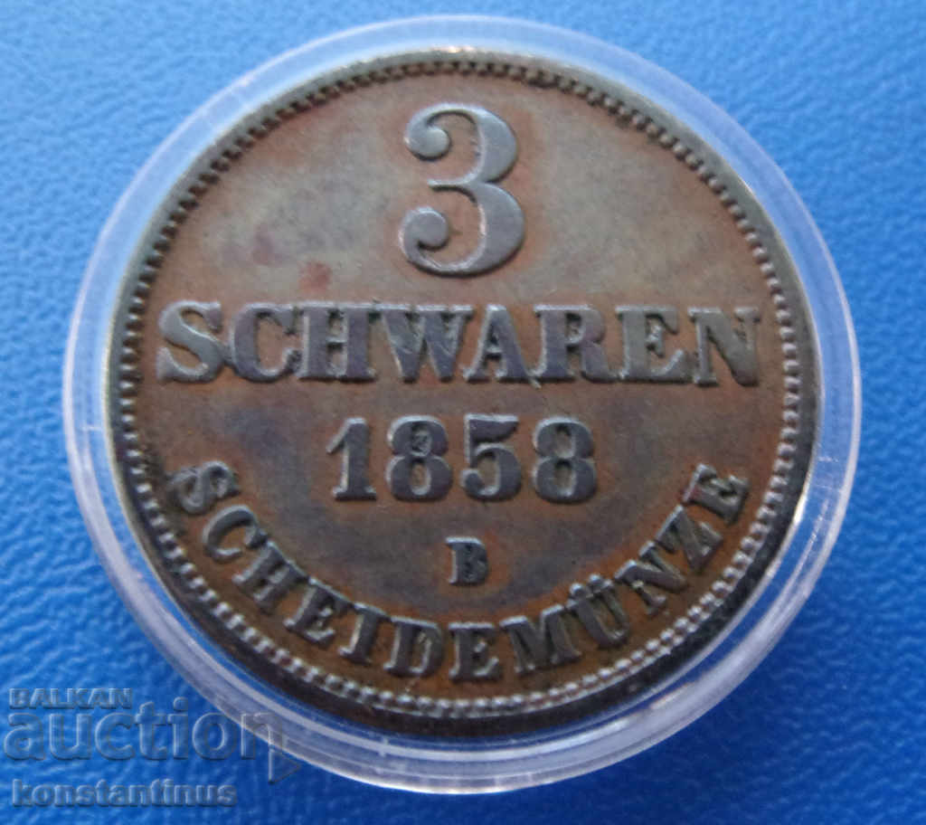 Duchy of Oldenburg 3 Schwern 1858 Rare