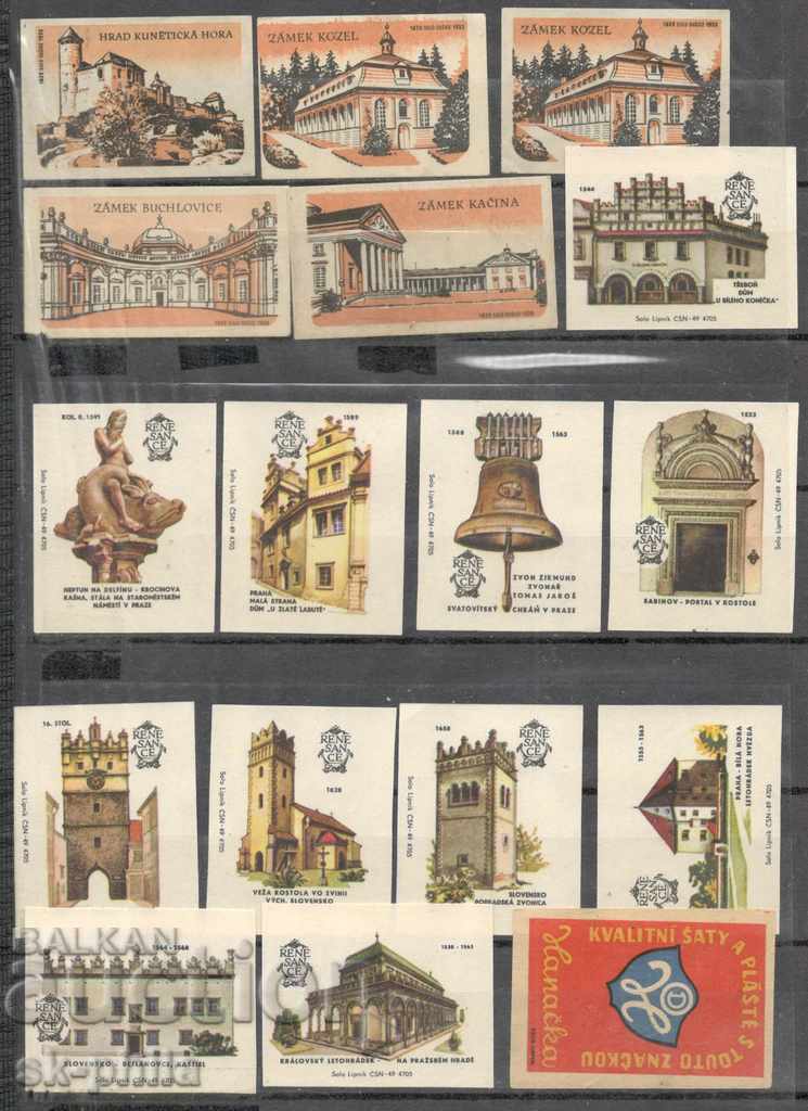 Match labels from Czechoslovakia - 17 pieces