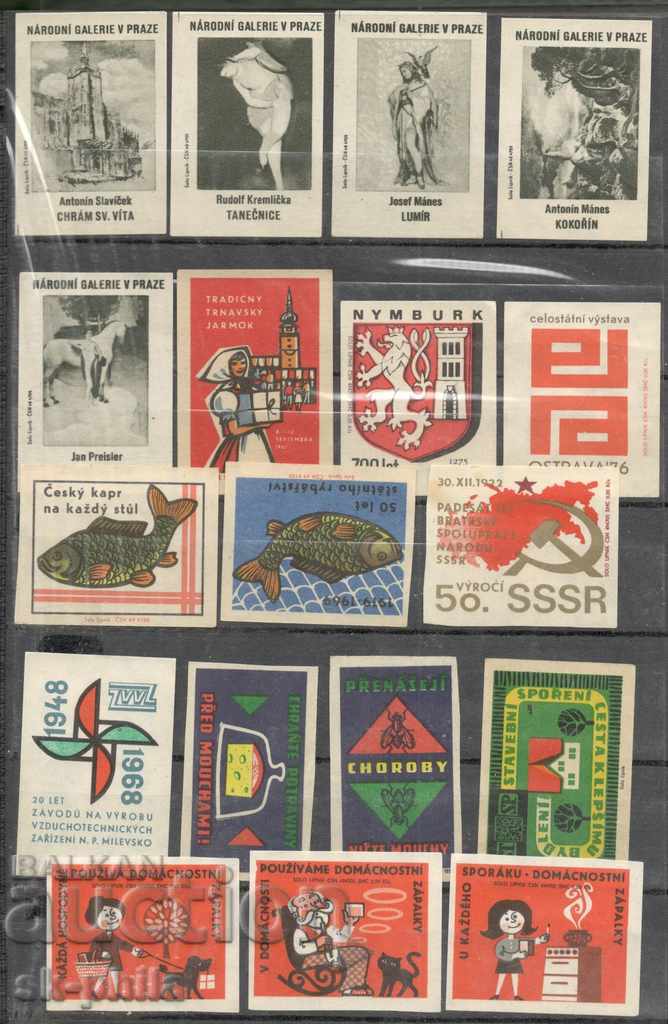 Match labels from Czechoslovakia - 18 pieces