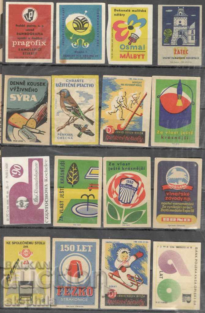 Match labels from Czechoslovakia - 16 pieces