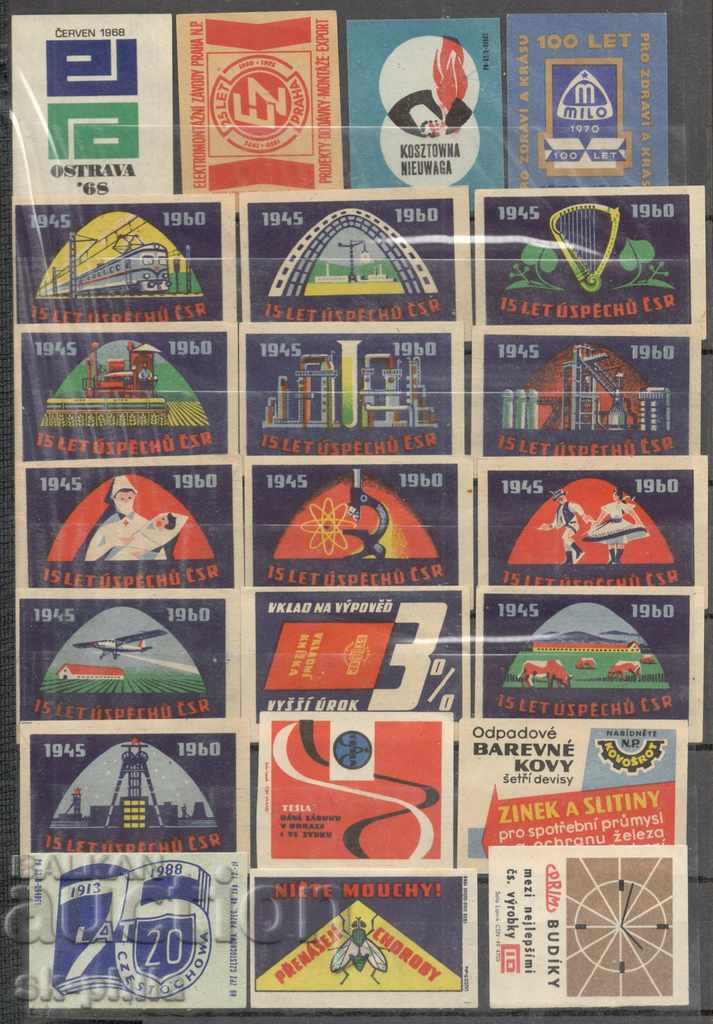 Match labels from Czechoslovakia - 22 pieces