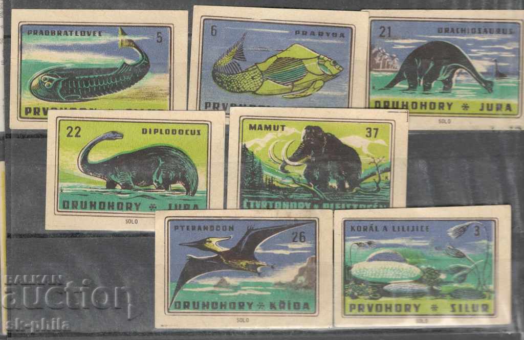 Match labels from Czechoslovakia - 7 pieces of praist. animals