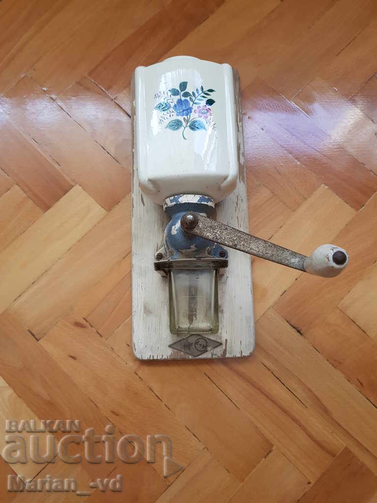 Old porcelain coffee grinder for the wall