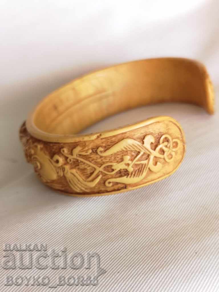 Livrarea Brățară antică fildeș natural cu lei