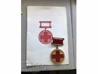 28720 Bulgaria medal and document 100g. BRC Red Cross Sofia