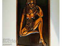 Copper panel, plastic, erotica, nude.