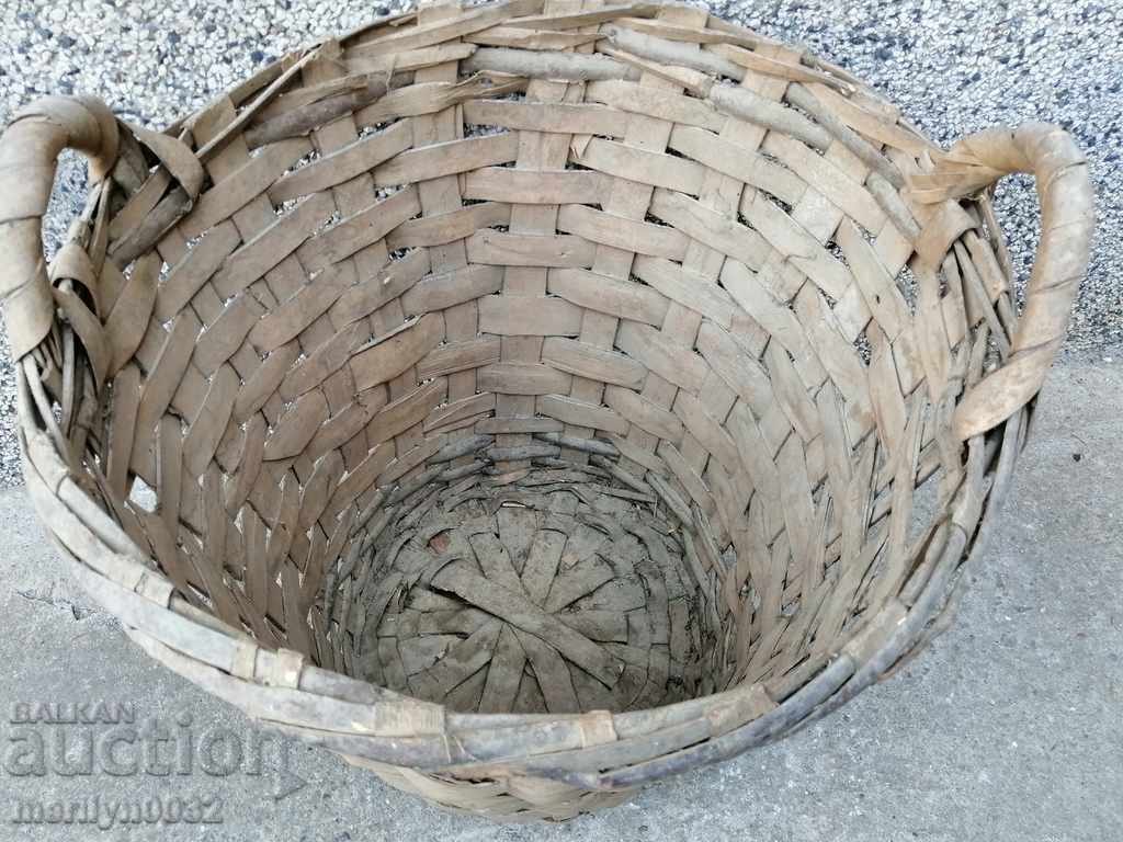 Стар плетен кош дървения, кошница панер плетен съд - 5 Стар плетен кош дървения, кошница панер плетен съд - 5