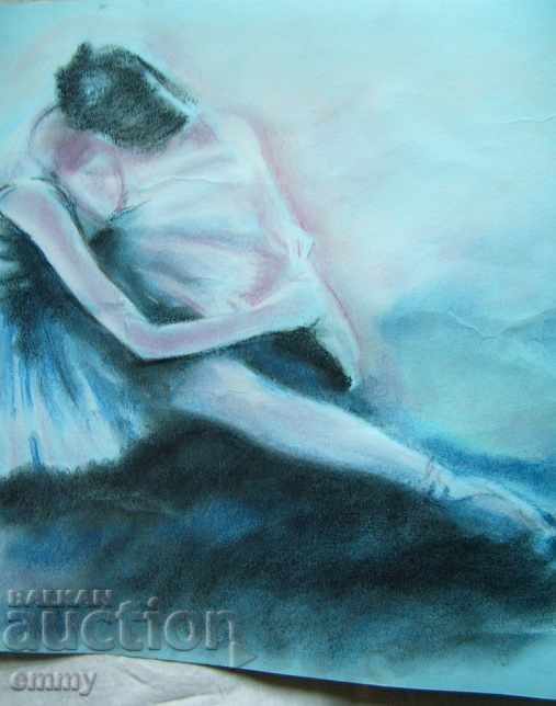 Auction Drawing mixed media pastel Ballerina signed in 2004. Auction Drawing mixed media pastel Ballerina signed in 2004.