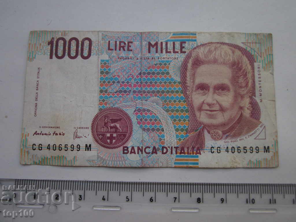 Auction 1000 LIRE BANKNOTE ITALY 1990 BZC !!! Auction 1000 LIRE BANKNOTE ITALY 1990 BZC !!!