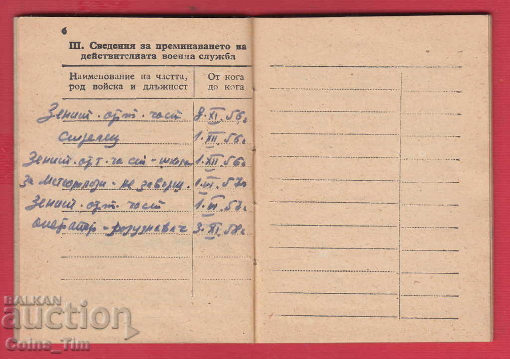 250950 / 1959 Военно отчетна книжка - МНО София - 6 250950 / 1959 Военно отчетна книжка - МНО София - 6