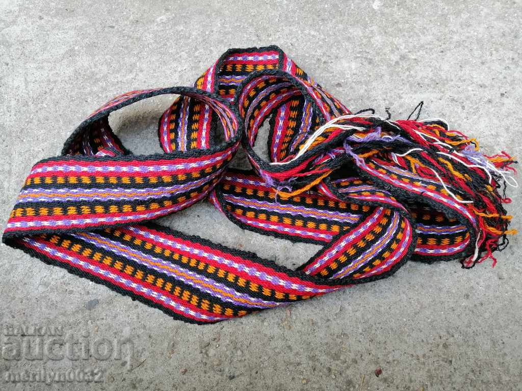 Old hand-woven belt beginning of the twentieth century costume length 2.65 meters