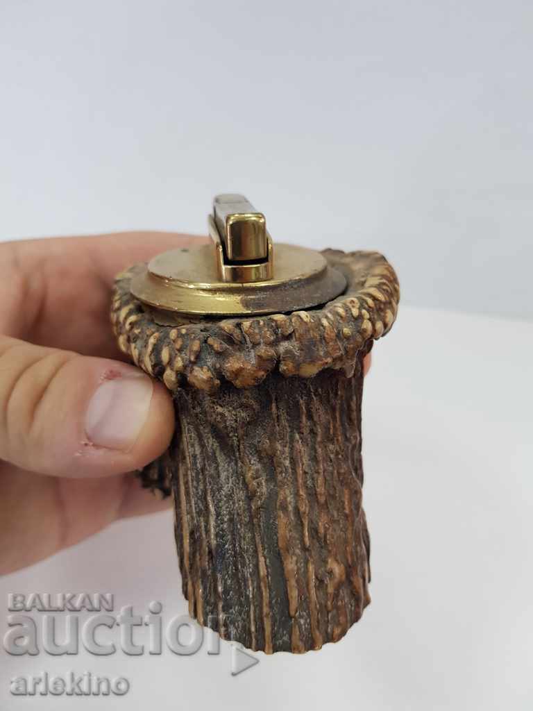 Old collector's table lighter with deer antler - 6 Old collector's table lighter with deer antler - 6