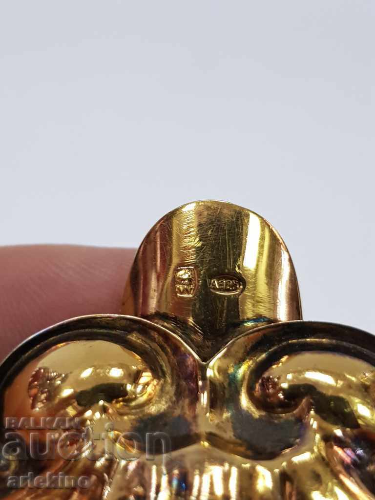 A beautiful European silver ashtray with 925 gold plating - 5