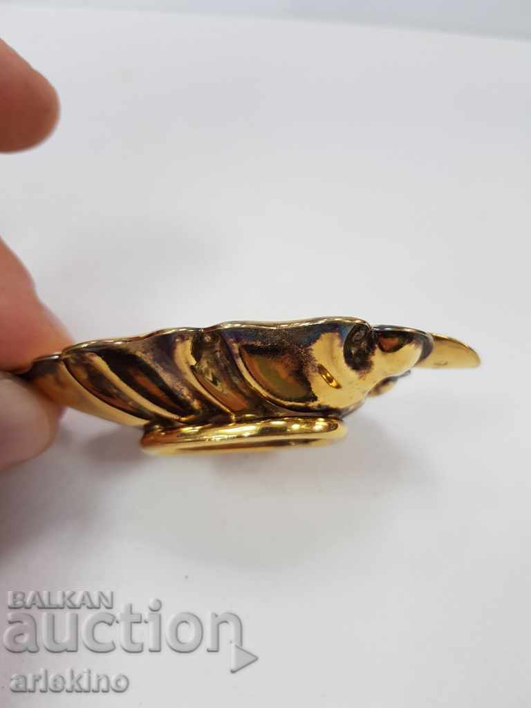 A beautiful European silver ashtray with 925 gold plating - 6