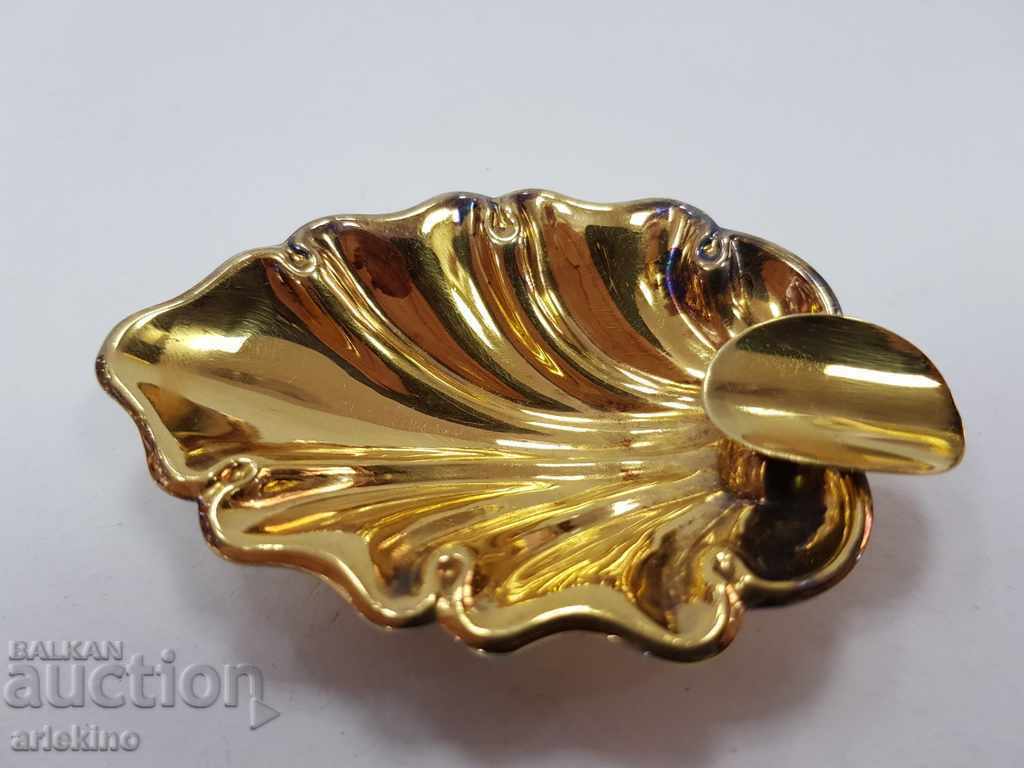 A beautiful European silver ashtray with 925 gold plating - 7