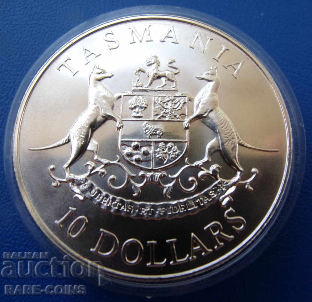 Tasmania 10 Dollars 1991 UNC PROOF Silver Rare Original