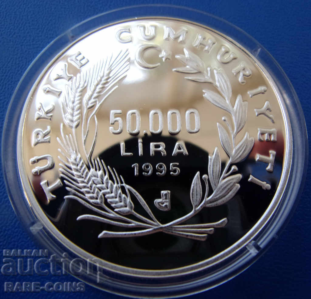 Turkey 50,000 Lira 1995 PROOF UNC Silver Rare Original with price € 69.02 | 134.99 BGN