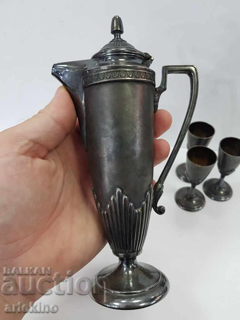 Delivery of Beautiful silver-plated jug set with 6 cups of ARGENIOR Delivery of Beautiful silver-plated jug set with 6 cups of ARGENIOR