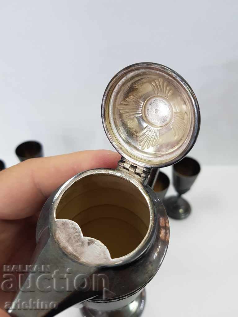 Beautiful silver-plated jug set with 6 cups of ARGENIOR - 5 Beautiful silver-plated jug set with 6 cups of ARGENIOR - 5