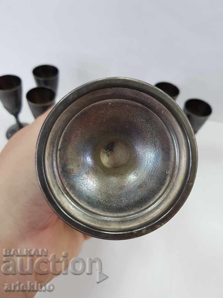 Beautiful silver-plated jug set with 6 cups of ARGENIOR - 6 Beautiful silver-plated jug set with 6 cups of ARGENIOR - 6