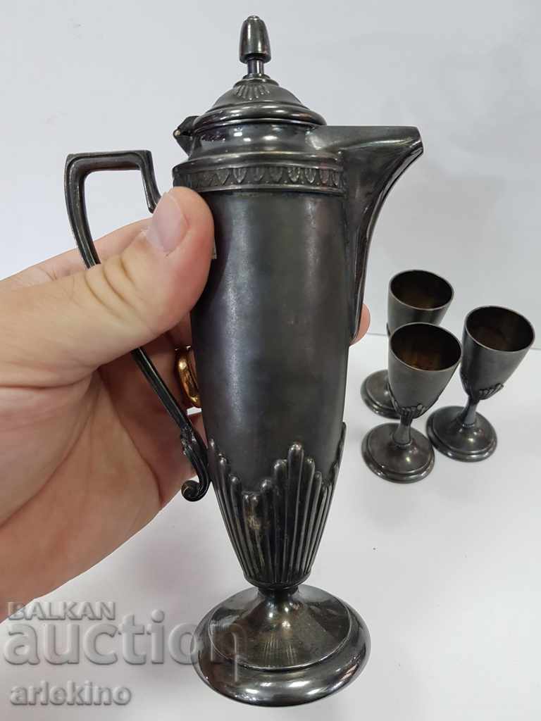 Beautiful silver-plated jug set with 6 cups of ARGENIOR - 7 Beautiful silver-plated jug set with 6 cups of ARGENIOR - 7