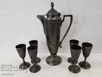 Beautiful silver-plated jug set with 6 cups of ARGENIOR