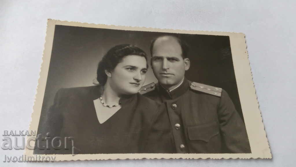 Postcard Captain with his wife Samokov 1952