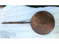 Large French copper frying pan fireplace
