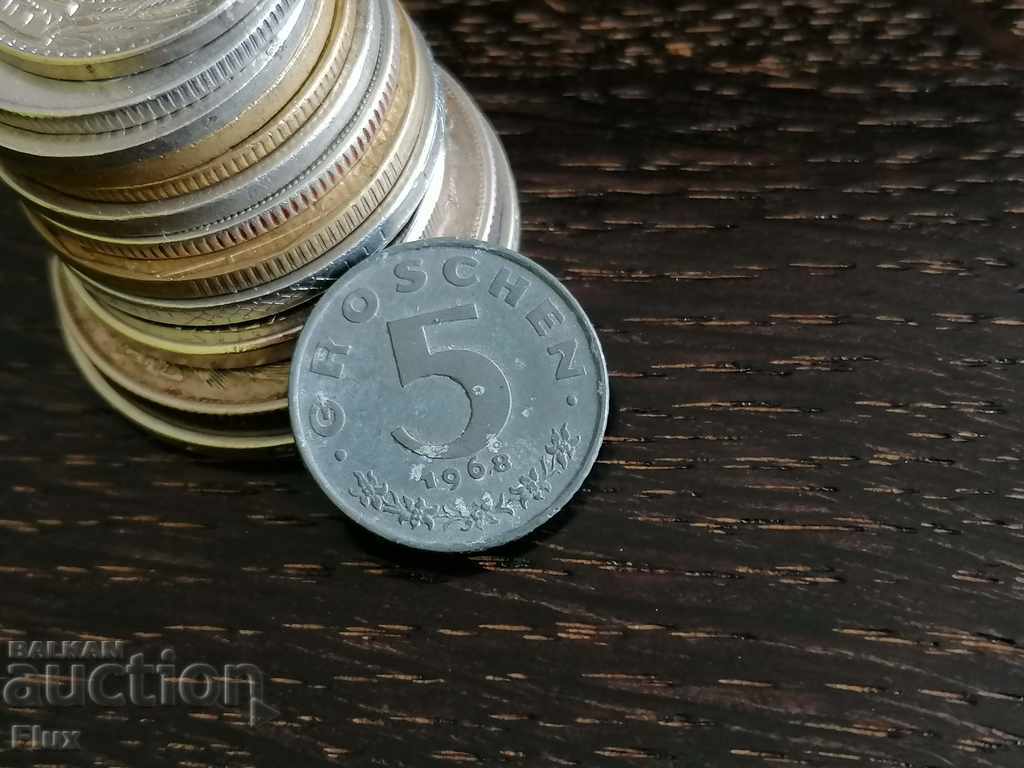Coin - Austria - 5 pennies 1968