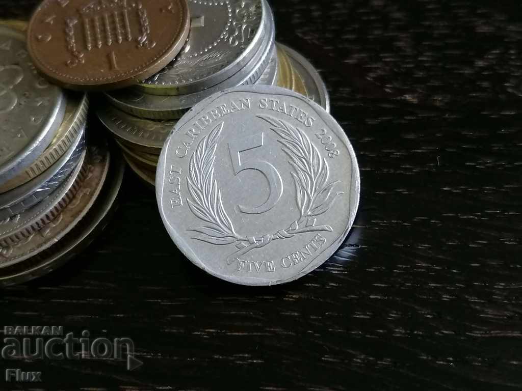 Monede - Caraibe de Est - 5 cenți 2008