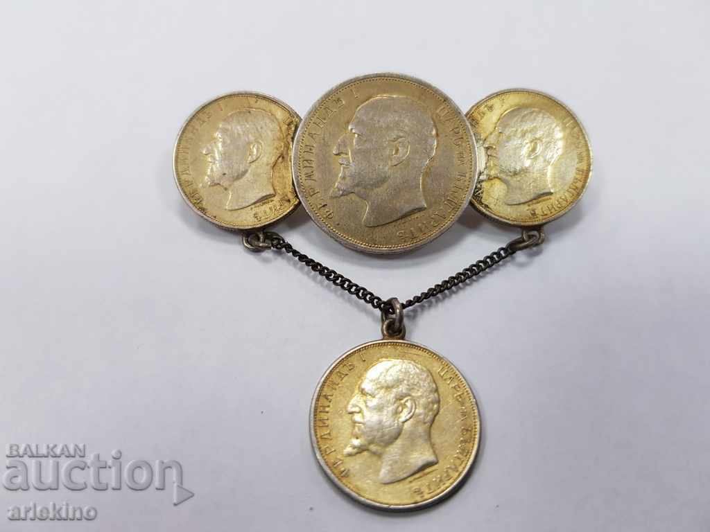 Σπάνια συλλεκτική καρφίτσα από βασιλικά ασημένια νομίσματα